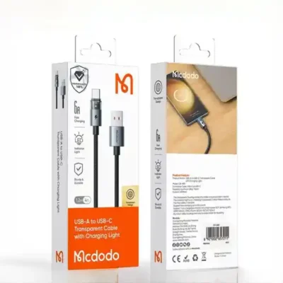 کابل شارژ تایپ سی 1.2 متری مک دودو Mcdodo 6A Ttransparent Cable CA-6890 3