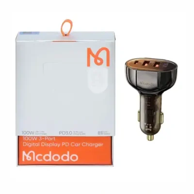 شارژر فندکی سه پورت 100 وات مک دودو Mcdodo Digital Display PD Car Charger CC-2300 2