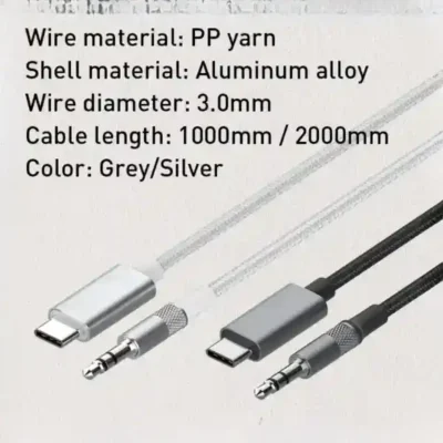 کابل تبدیل تایپ سی به جک 3.5 میلیمتری 2 متر الدینیو Ldnio Type-C To 3.5MM Audio Cable LS-Y82C 2