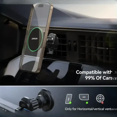 هولدر مگنتی و شارژر وایرلس دریچه کولری جویروم Joyroom Magnetic Wireless Car Charger Holder JR-ZS412 5