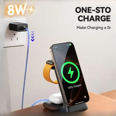 شارژ وایرلس رومیزی 3 در 1 جویروم JOYROOM 3 in 1 Wireless Charging Station JR-W15 6