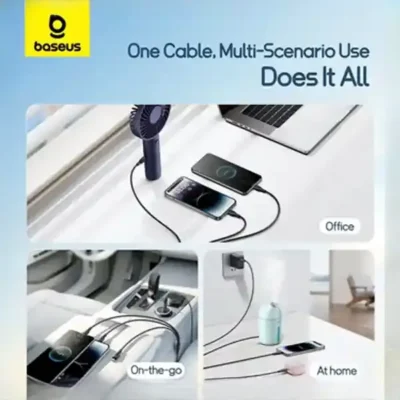 کابل سه سر 1.3 متر بیسوس Baseus 3.5A Ultra-Fast Charging Cable CB000161 3