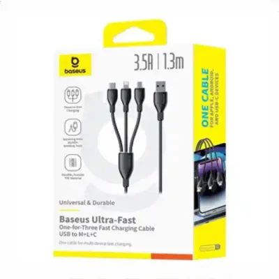 کابل سه سر 1.3 متر بیسوس Baseus 3.5A Ultra-Fast Charging Cable CB000161 8