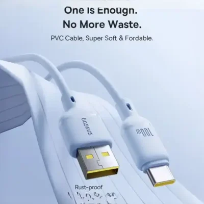 کابل تایپ سی 100 وات یک متر بیسوس Baseus Silky Series 1m 100W USB to USB-C CB000113 4