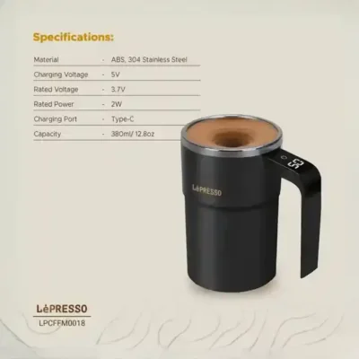 ماگ همزن مغناطیسی لپرسو LePresso Stirmagic Auto Stirring Mug LPCFFM0018 5