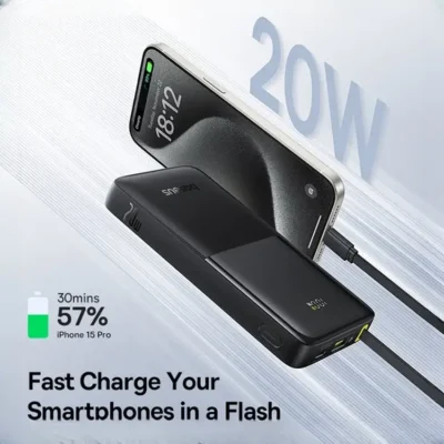 پاوربانک 20وات 10000 با کابل بیسوس Baseus Power Bank Bipow 2 With Cable PPBD2-1W20 3
