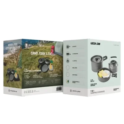 ست 7 تیکه ظروف کمپینگ گرین لاین Green Lion 7in1 Camping Cookware GN7N1COOKBK 2