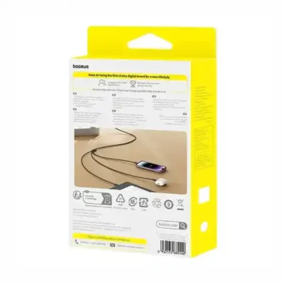 کابل سه سر 100 وات فست شارژ بیسوس Baseus Silky One-for-Three CB000166 5