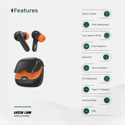 هندزفری بلوتوث گرین لاین Green Lion Florence Earbudes GNFLOTWXBK 4