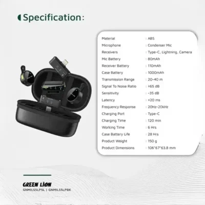 میکروفون بیسیم گرین لاین Green Lion GM-85X Microphone GNGM85XMICBK 7