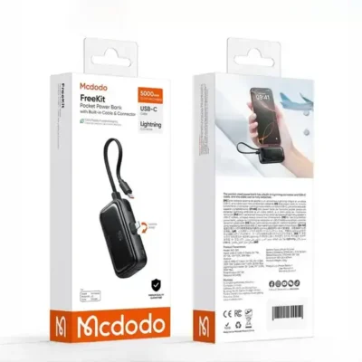 پاوربانک 22.5 وات 5000 با رابط لایتنینگ و کابل متصل Mcdodo Power Bank MC-780 10
