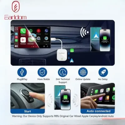 دانگل وایرلس CarPlay و Android Auto ارلدام Earldom 2in1 For Android/IOS Carplay ET-CP03 9