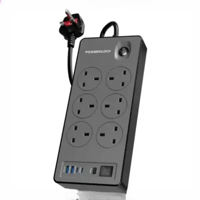 چند راهی برق 6 پورت پاورولوژی Powerology 6AC 2990W Power Strip PWCUQC046BK