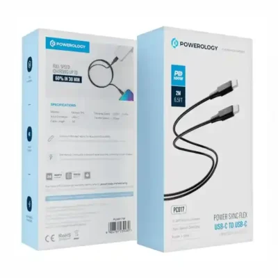 کابل شارژ دو سر تایپ سی پاورولوژی Powerology Power Sync Flex PCAB017BK 2