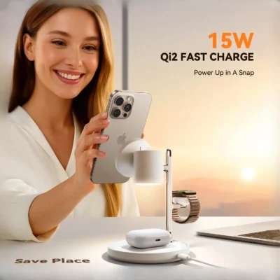 شارژر وایرلس 4 کاره جویروم JOYROOM JR-W23 Qi2 Wireless Charger 4