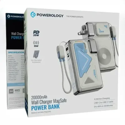 شارژر دیواری و پاوربانک وایرلس20000 پاورولوژی Powerology Wall Charger MagSafe PPBMH104BK 4
