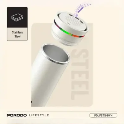 ماگ همزن مغناطسی و اسپیکر پرودو Porodo Fluxmix 350mL Stirring Cup with Speaker PDLFST198WH 3