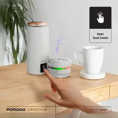 ماگ همزن مغناطسی و اسپیکر پرودو Porodo Fluxmix 350mL Stirring Cup with Speaker PDLFST198WH 4