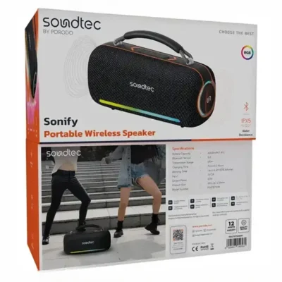 اسپیکر بلوتوثی 60W ساندتک پرودو Porodo Soundtec Sonify Speaker PDSTBTSH9BK 5