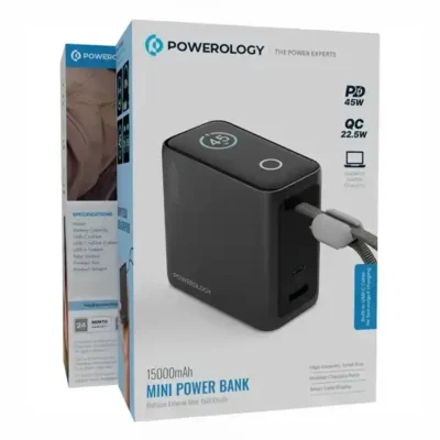 پاوربانک 45 وات 15000 با کابل تایپ سی پاورولوژی Powerology Mini Power Bank PPBCHA60BK 5