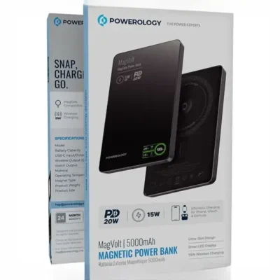 پاوربانک وایرلس چند کاره 5000 پاورولوژی Powerology MagVolt PPBCHA62BK 7