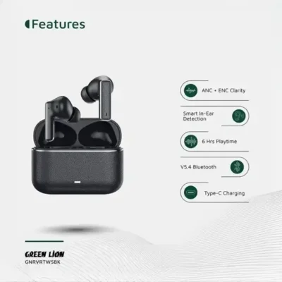 هندزفری بلوتوث گرین لاین Green Lion River True Wireless Earbuds GNRVRTWSBK 2