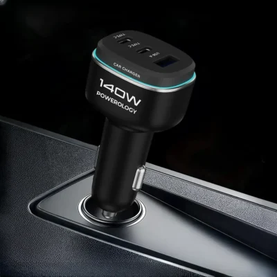 شاژر فندکی 3 پورت 140 وات پاورولوژی Powerology Car Charger PCCSR025BK 2