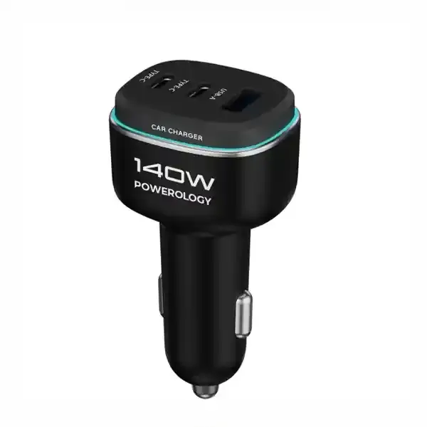 شاژر فندکی 3 پورت 140 وات پاورولوژی Powerology Car Charger PCCSR025BK