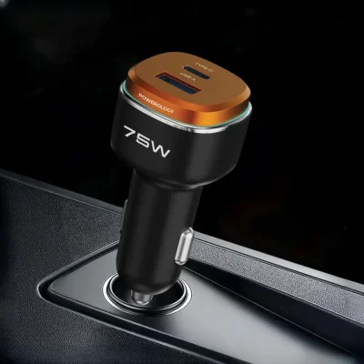 شاژر فندکی دو پورت 75 وات پاورولوژی Powerology 75W Car Charger PCCSR024BK 4