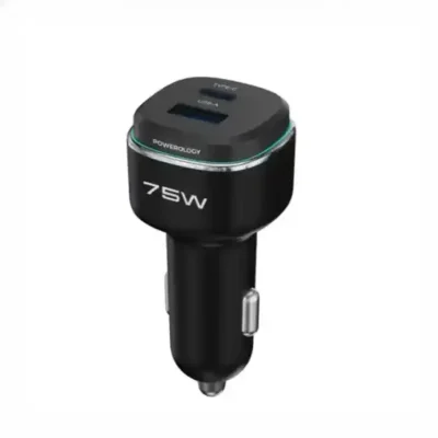 شاژر فندکی دو پورت 75 وات پاورولوژی Powerology 75W Car Charger PCCSR024BK