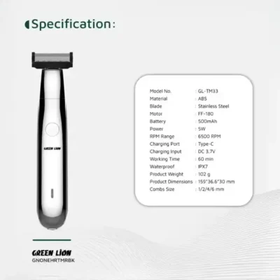 ماشین اصلاح گرین لاین Green Lion One Blade Pro Hair Trimmer GNONEHRTMRBK 12
