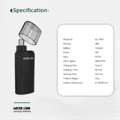 ماشین اصلاح موی بینی گرین لاین Green Lion Nose Pro Nose and Ear Trimmer GNNOSETMMRBK 7