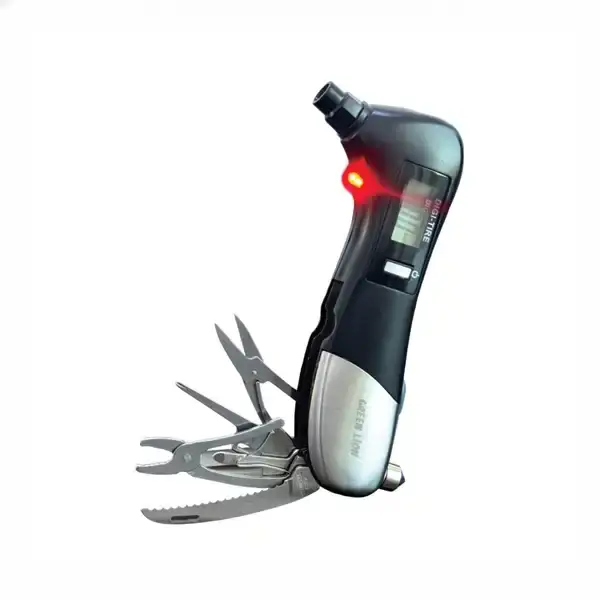 گیج فشار دیجیتالی لاستیک 9 کاره گرین لاین Green Lion Digital Tire Pressure Gauge 9 In 1 Rescue Tool GNDITIREPRBK