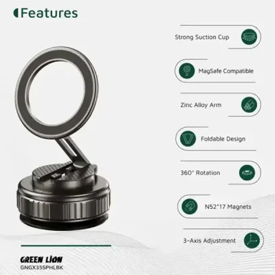 هولدر وکیومی گرین لاین Green Lion GX-35 Suction Phone Holder GNGX35SPHLBK 2