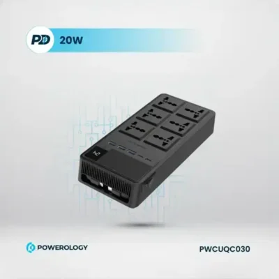 چندراهی برق 2500 وات به همراه کابل جمع شونده پاورولوژی Powerology 6AC Power Strip PWCUQC030 12