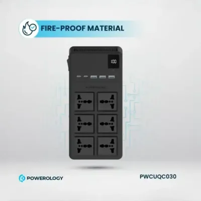 چندراهی برق 2500 وات به همراه کابل جمع شونده پاورولوژی Powerology 6AC Power Strip PWCUQC030 8