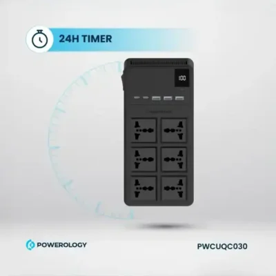 چندراهی برق 2500 وات به همراه کابل جمع شونده پاورولوژی Powerology 6AC Power Strip PWCUQC030 10