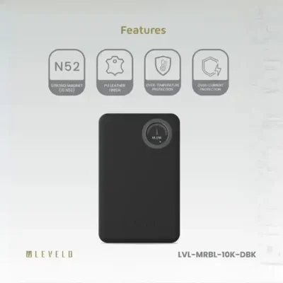 پاوربانک وایرلس 10000 لولو Levelo Marbella MagSafe Leather Power Bank LVLMRBL10KORG 2