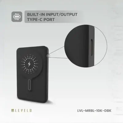 پاوربانک وایرلس 10000 لولو Levelo Marbella MagSafe Leather Power Bank LVLMRBL10KORG 5