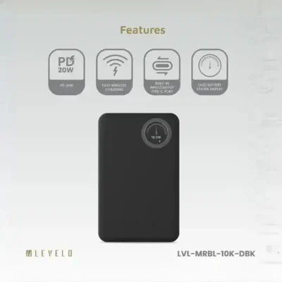 پاوربانک وایرلس 10000 لولو Levelo Marbella MagSafe Leather Power Bank LVLMRBL10KORG 7