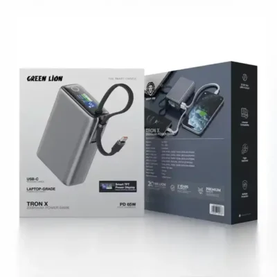 پاروبانک 65 وات 20000 با کابل تایپ سی گرین لاین Green Lion Tron X Power Bank GNTRX20P65GY 3