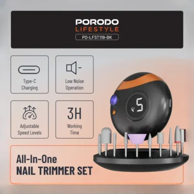 ست کامل ناخن گیر شارژی پرودو Porodo All-In-One Nail Trimmer Set PDLFST119BK 7