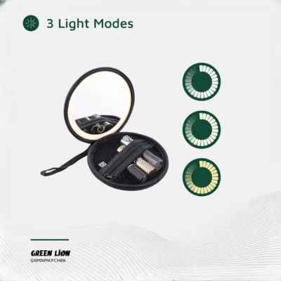 آینه آرایشی همراه گرین لاین مدل Green Lion Mini Makeup Pouch GNMNMKPCHBK 6
