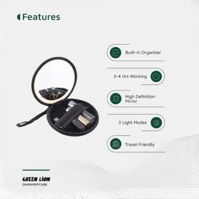 آینه آرایشی همراه گرین لاین مدل Green Lion Mini Makeup Pouch GNMNMKPCHBK 10