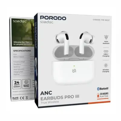 هندزفری بلوتوث پرودو Porodo Soundtec ANC True Wireless Earbuds Pro PD8002WH 4