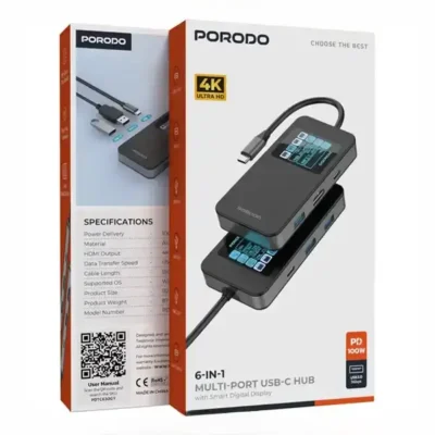 هاب تایپ سی 6 پورت پرودو Porodo Multi-Port USB-C Hub PDTC630GY 9