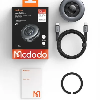 فن خنک کننده و شارژر وایرلس 25 واتی مکدودو MCDODO Wireless Charger Fast Charging Qi2 CH-8410 6