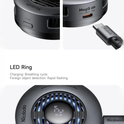 فن خنک کننده و شارژر وایرلس 25 واتی مکدودو MCDODO Wireless Charger Fast Charging Qi2 CH-8410 10