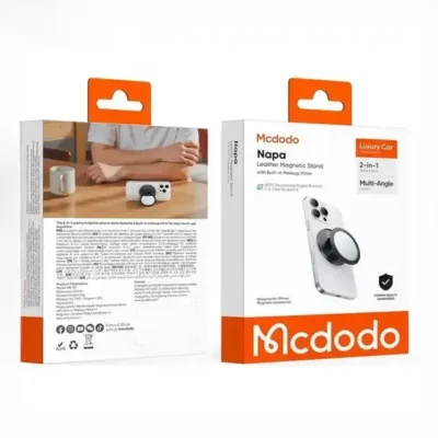 پاپ سوکت چرمی و هولدر انگشتی مگنتی با آینه آرایش مک‌دودو Mcdodo MR-7912 9