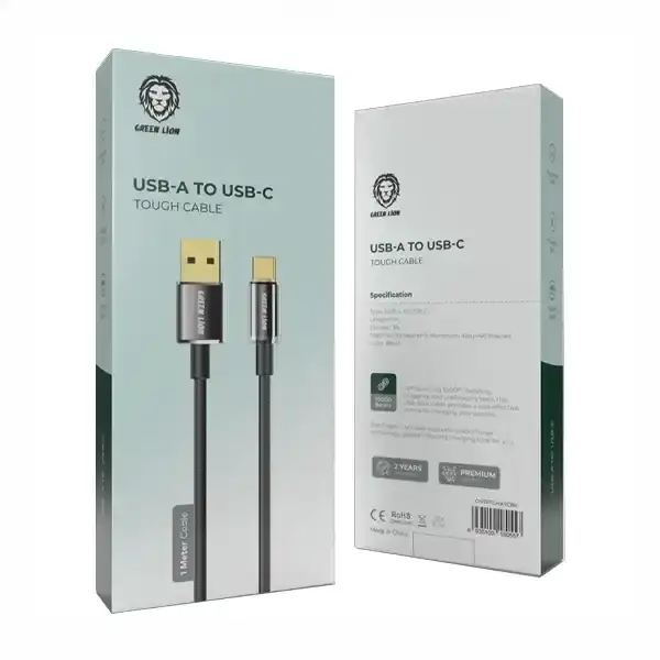 کابل شارژ تایپ سی 1 متر گرین لاین Green Lion USB-A to USB-C Tough Cable GNTPTGHATCBK